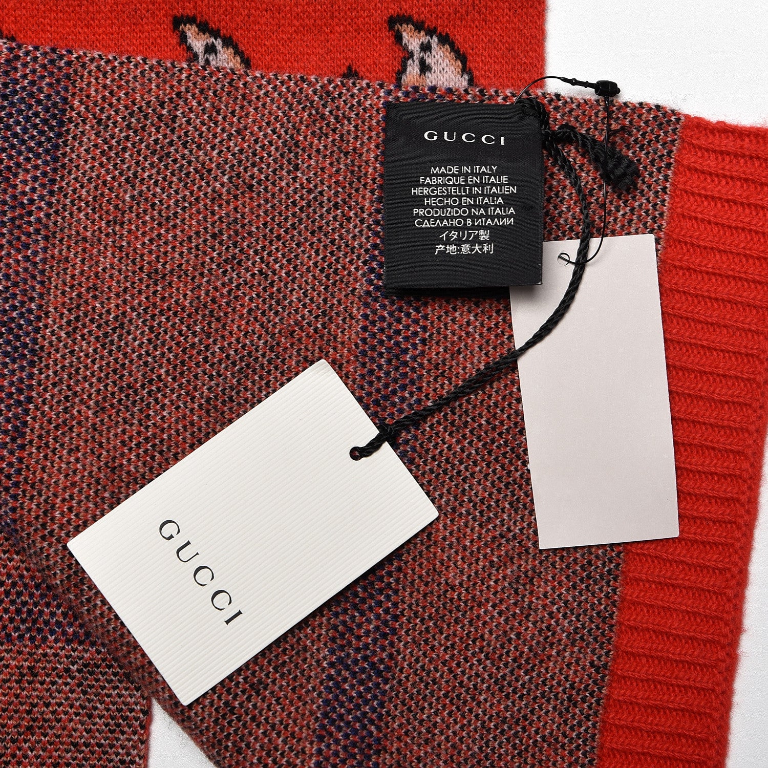 Gucci Wool Happy Pig Scarf Flame Pink 4 of 5