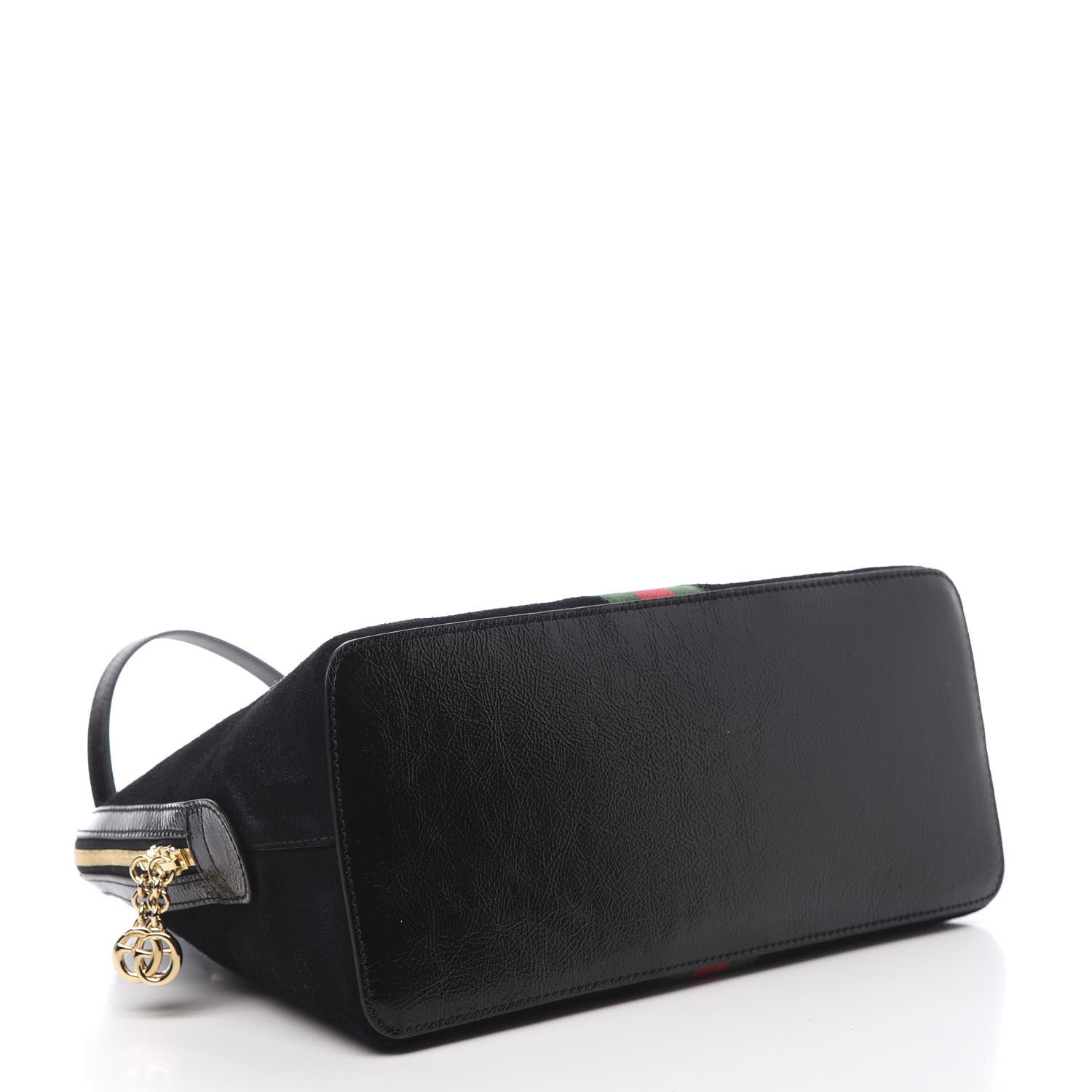 Gucci Suede Patent GG Web Medium Ophidia Top Handle Dome Bag Black 4 of 12