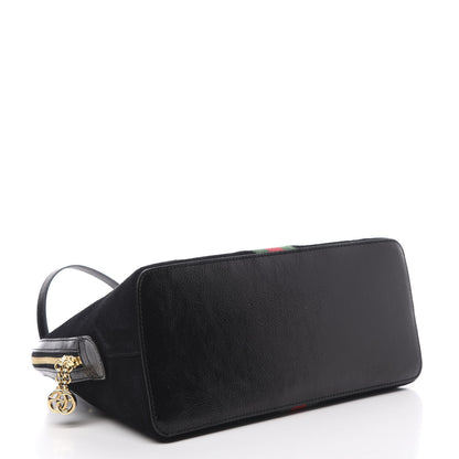 Gucci Suede Patent GG Web Medium Ophidia Top Handle Dome Bag Black 4 of 12