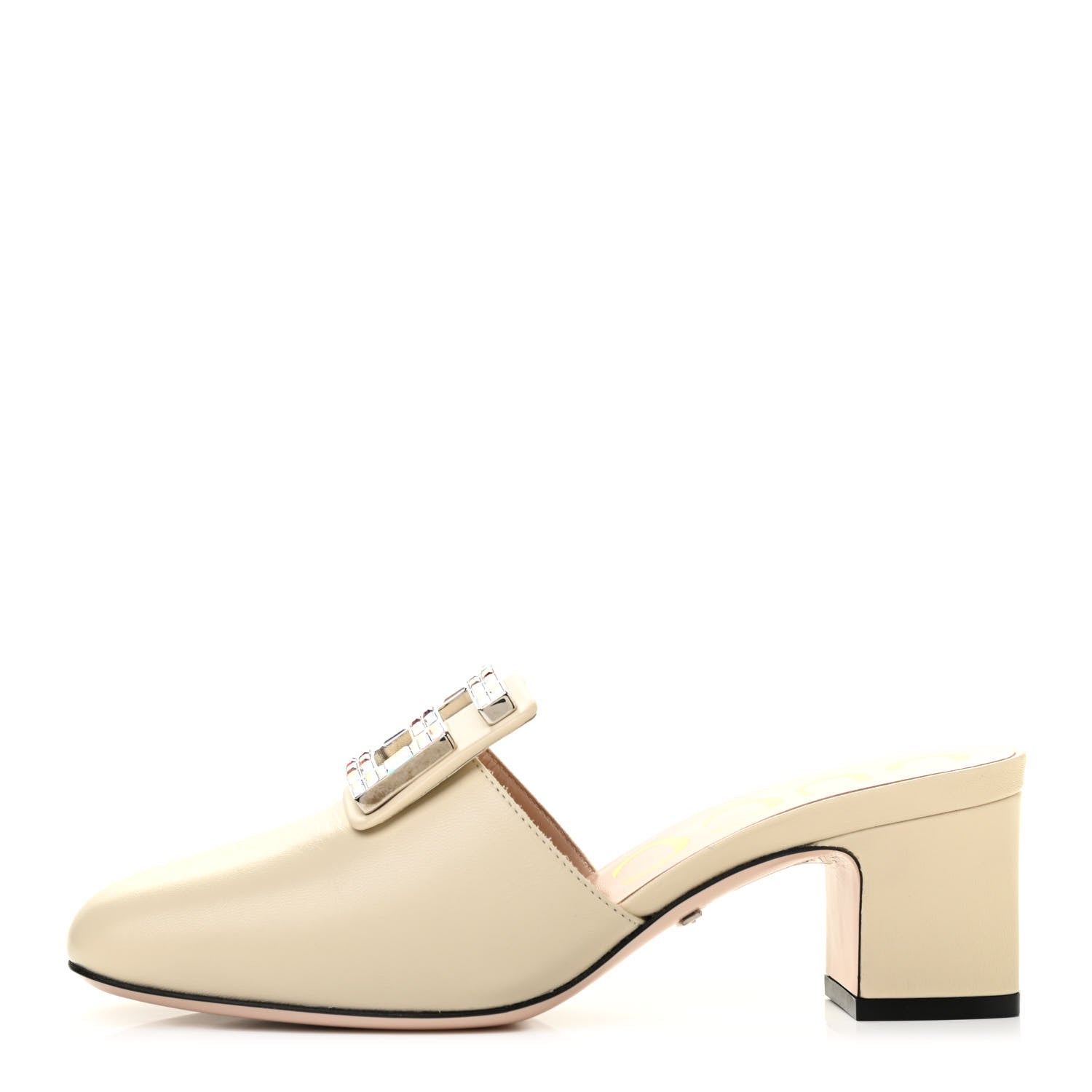 Gucci Malaga Kid Crystal Square G Madelyn Mules 35 Vintage White 1 of 10