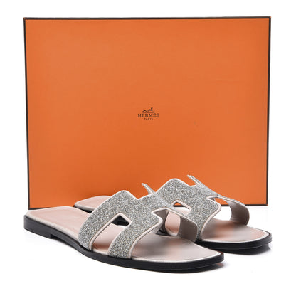 Hermes Suede Goatskin Crystal Powder Oran Sandals 40 10 of 10