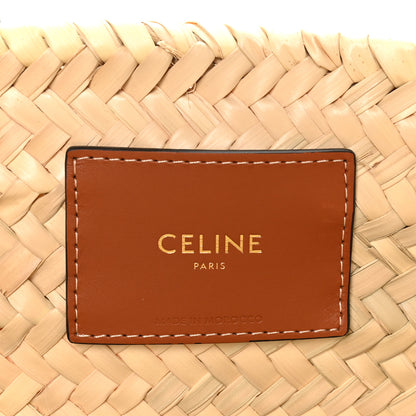 Celine Raffia Calfskin Triomphe Medium Panier Tan 6 of 9