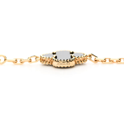 Van Cleef & Arpels 18K Yellow Gold Black Onyx 20 Motifs Vintage Alhambra Necklace 5 of 5