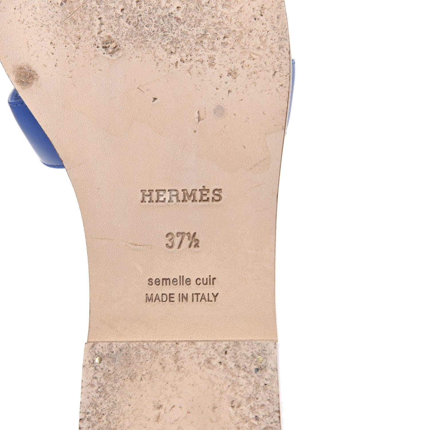 Hermes Calfskin Oran Sandals 37.5 Bleu Zanzibar 7 of 7