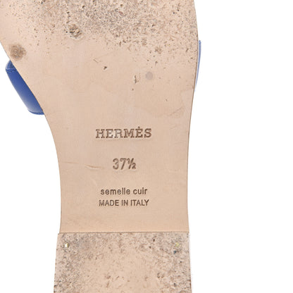 Hermes Calfskin Oran Sandals 37.5 Bleu Zanzibar 7 of 7