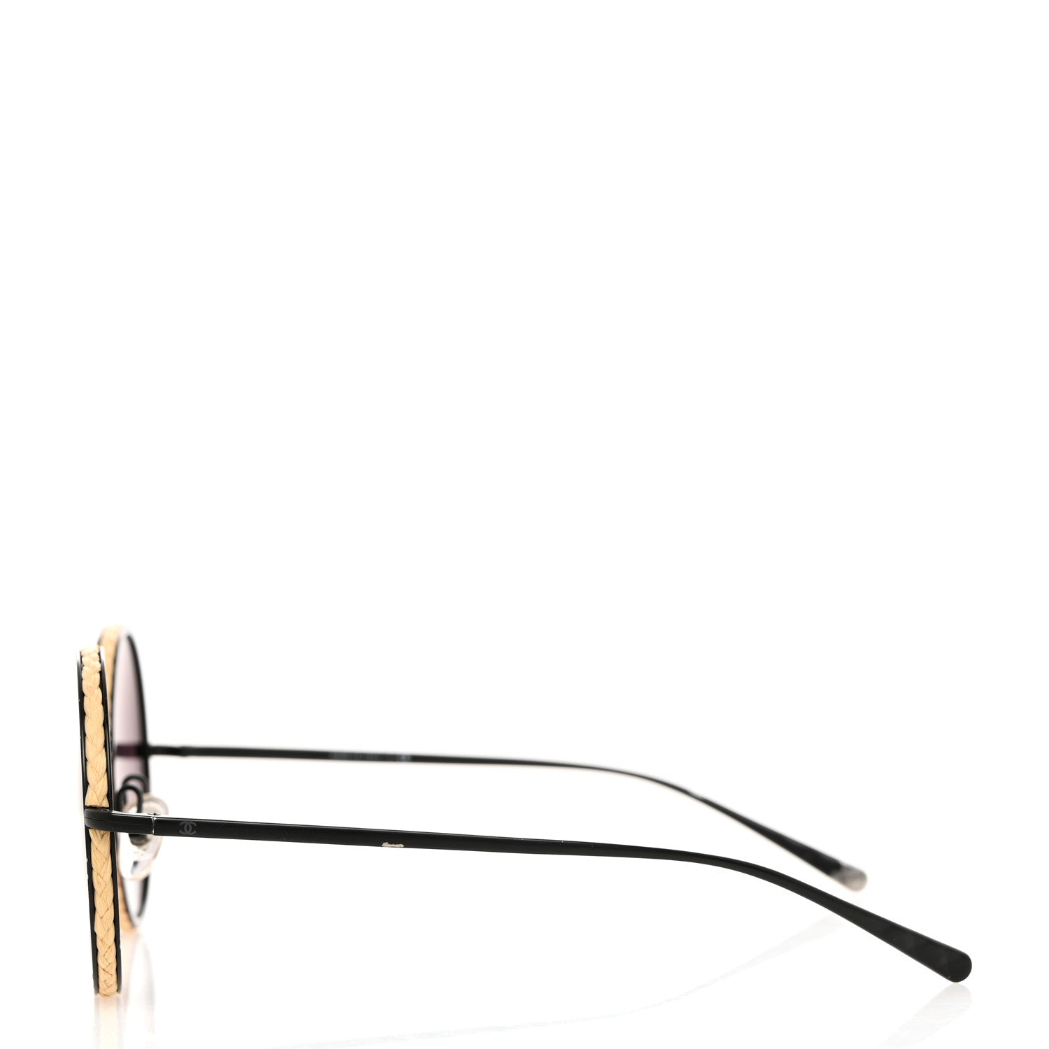 Chanel Metal Raffia Braided Round Sunglasses 4250 Black 3 of 12