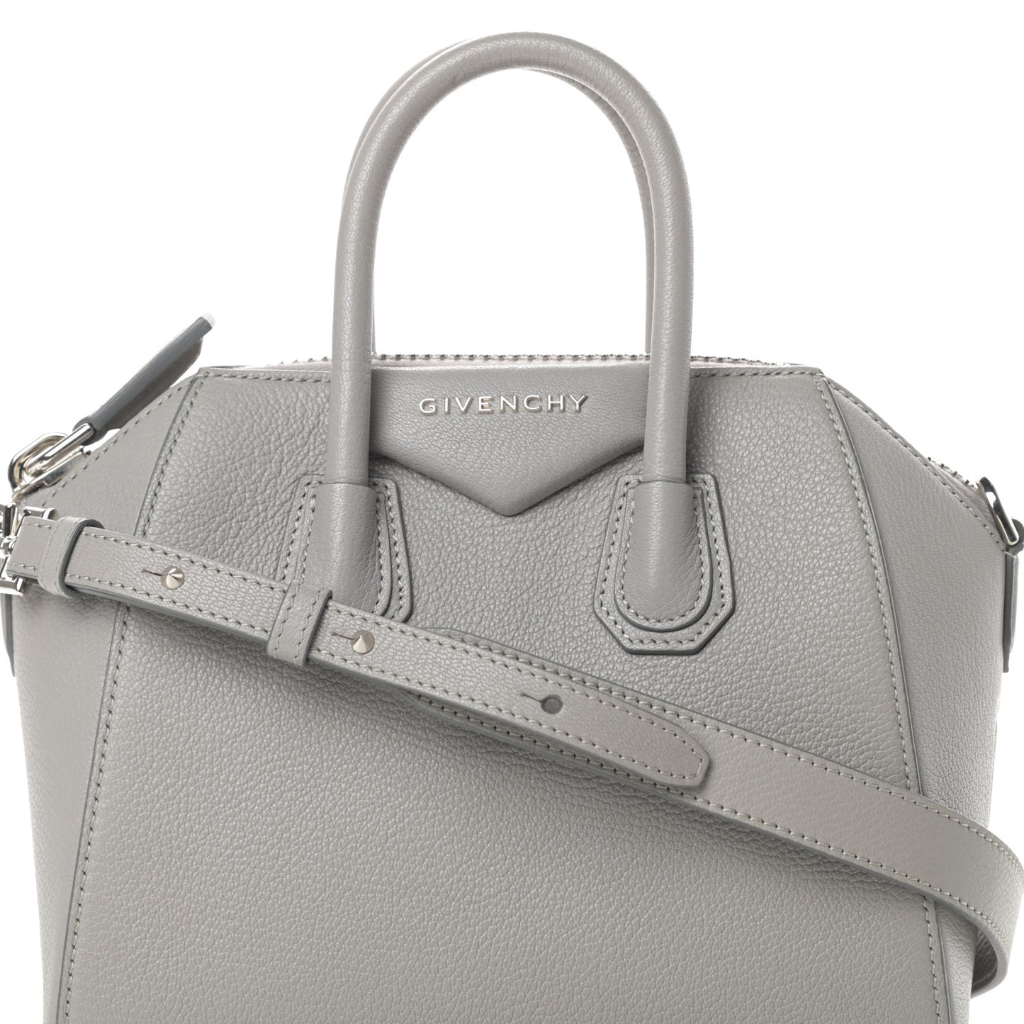 Sugar Goatskin Mini Antigona Pearl Grey