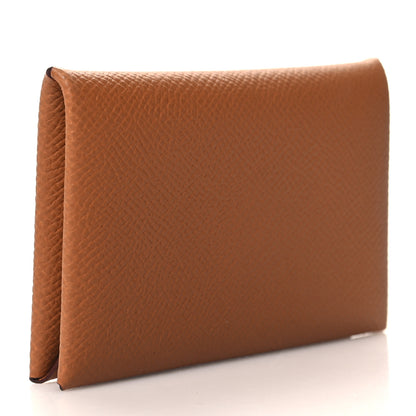 Hermes Epsom Calvi Card Case Gold 3 of 10