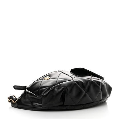 Chanel Shiny Aged Calfskin Quilted CC Pockets Jacket Waist Belt Bag Black 4 of 11