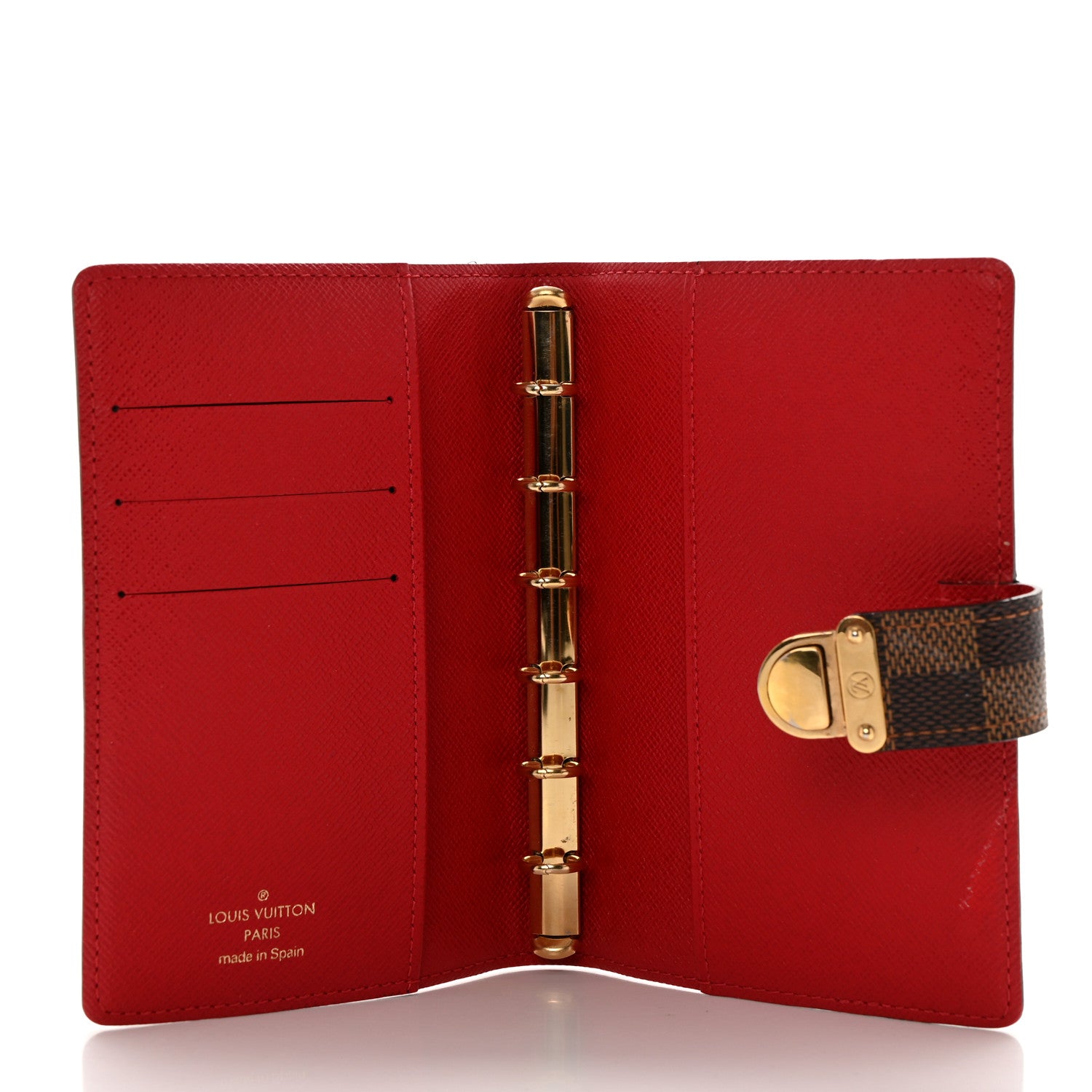 Louis Vuitton Damier Ebene Koala Small Ring Agenda Cover Red 5 of 8