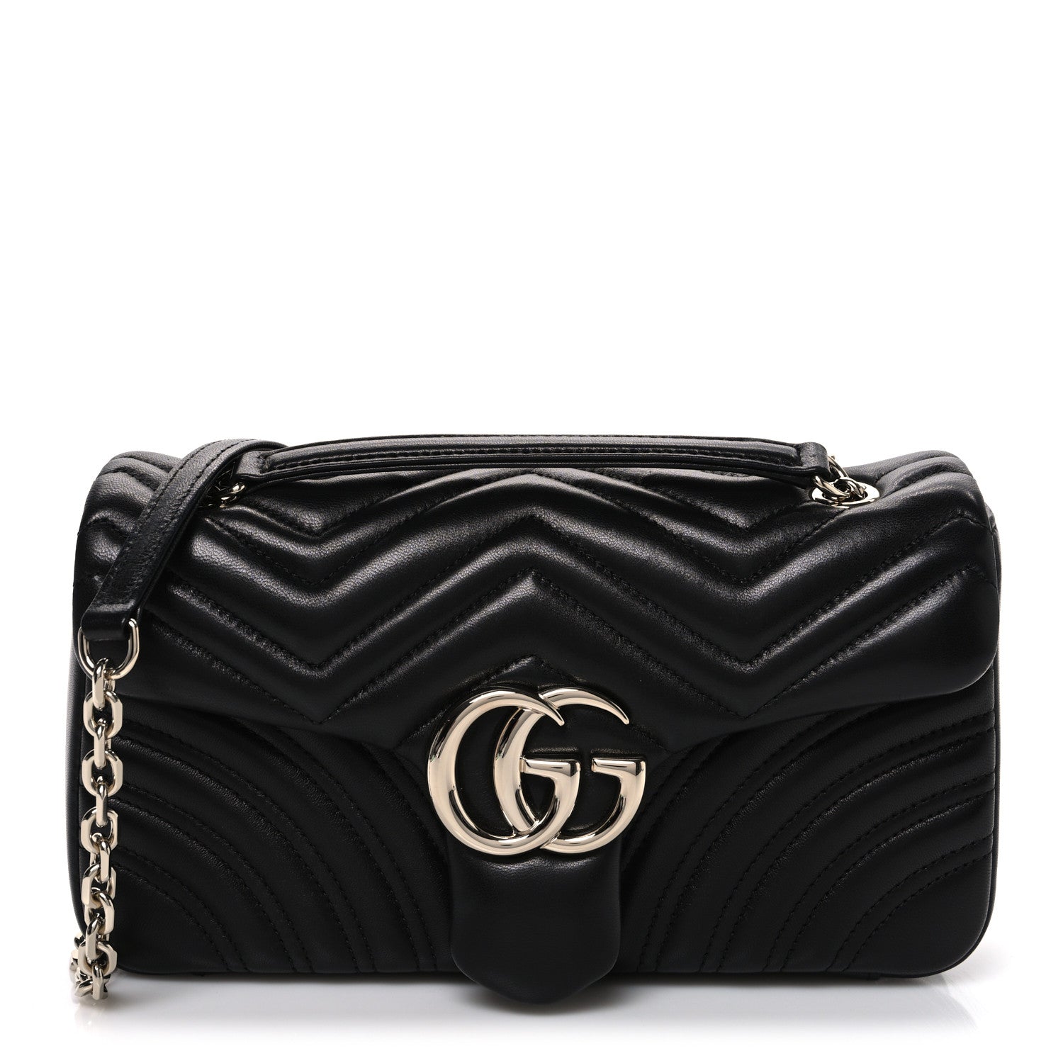Gucci Lambskin Matelasse Medium GG Marmont Shoulder Bag Black 1 of 10