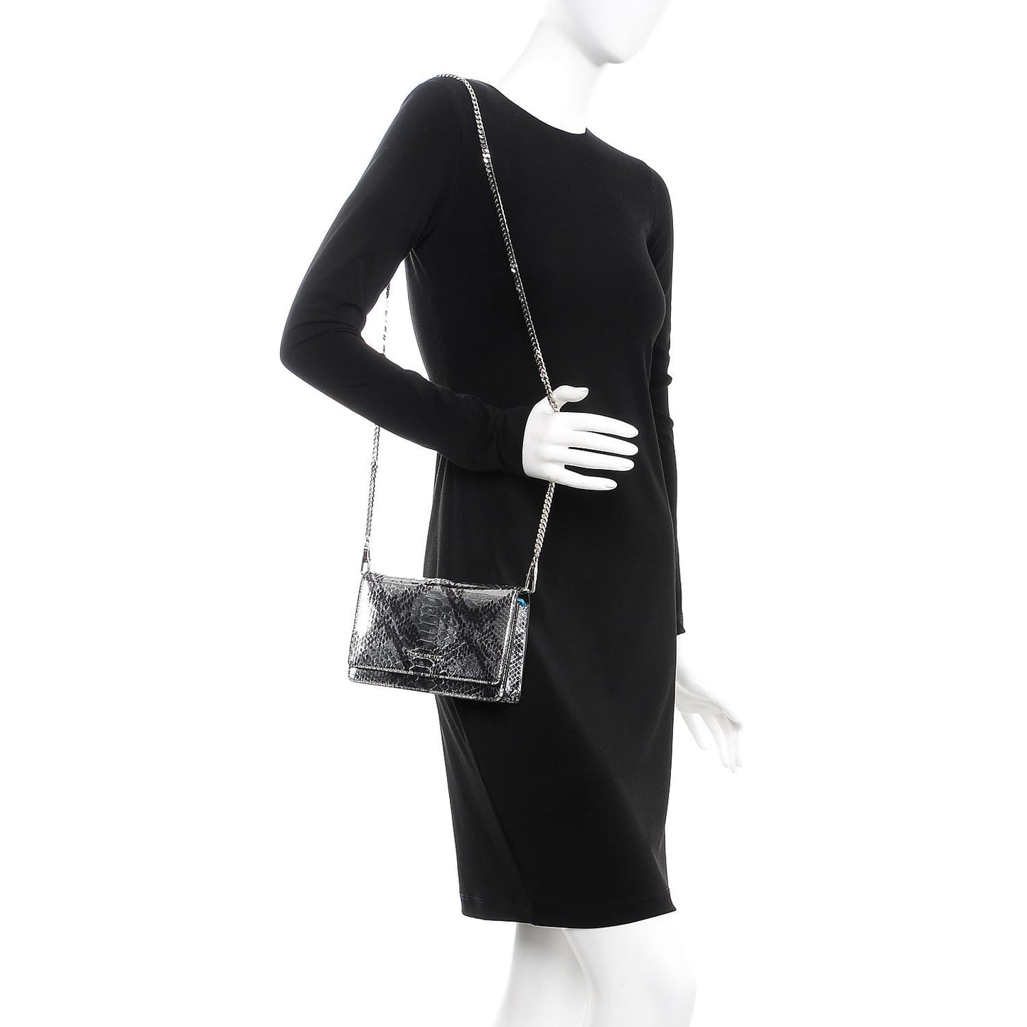 Metallic Python Pandora Chain Wallet Silver
