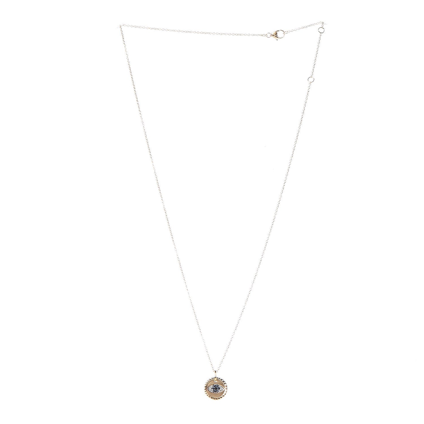 18K Yellow Gold Blue Sapphire Diamond Evil Eye Necklace