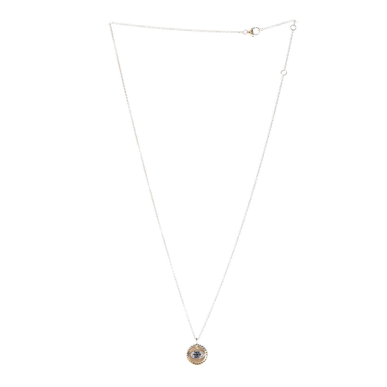 David Yurman 18K Yellow Gold Blue Sapphire Diamond Evil Eye Necklace 3 of 7