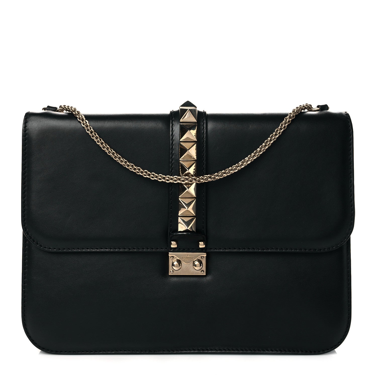 Valentino Garavani Vitello Extra Large Glam Lock Rockstud Flap Black 1 of 9