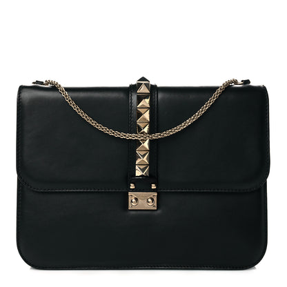 Valentino Garavani Vitello Extra Large Glam Lock Rockstud Flap Black 1 of 9