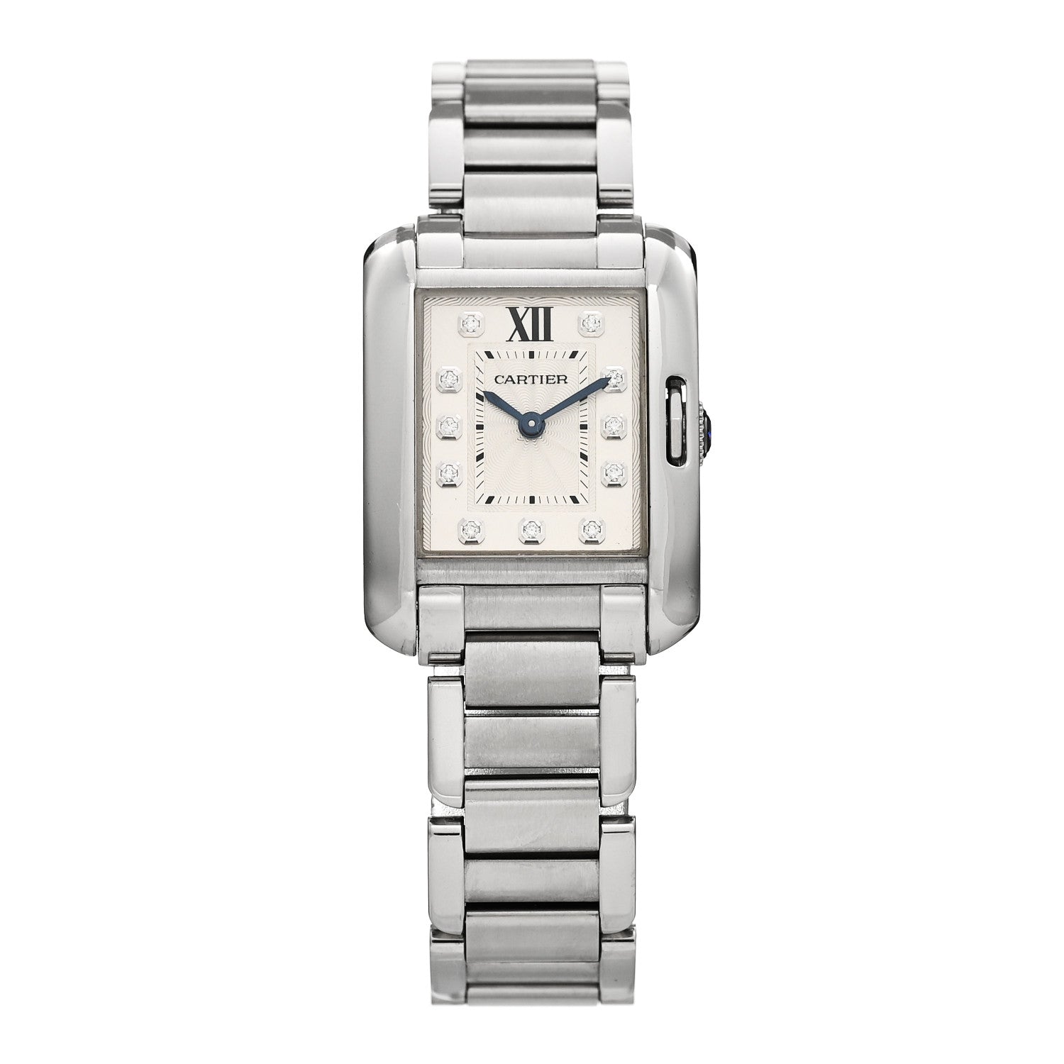 Cartier Stainless Steel Diamond 23mm Tank Anglaise Quartz Watch 1 of 4