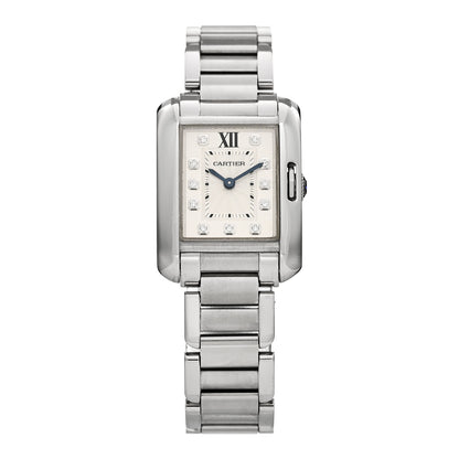 Cartier Stainless Steel Diamond 23mm Tank Anglaise Quartz Watch 1 of 4