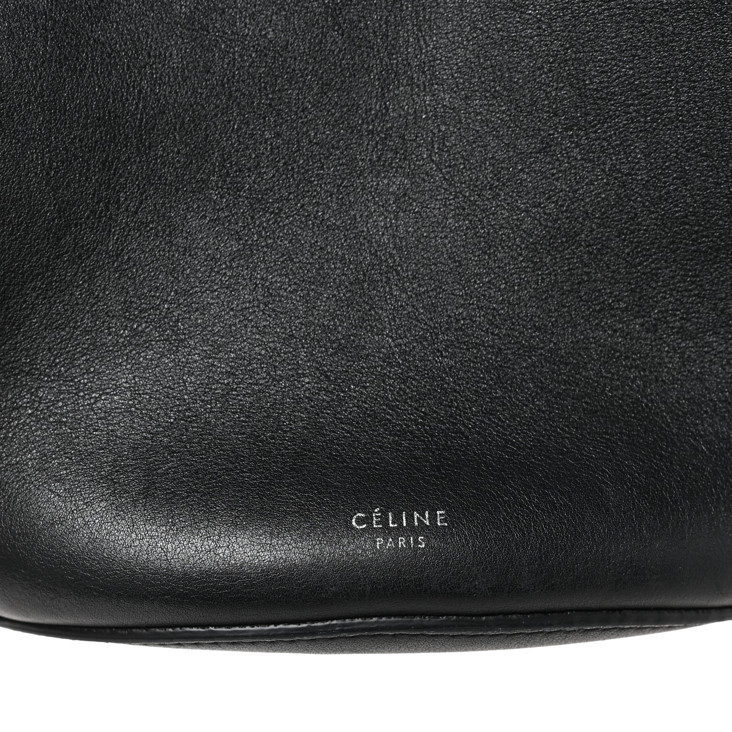 Supple Grained Calfskin Long Strap Big Bag Bucket Black
