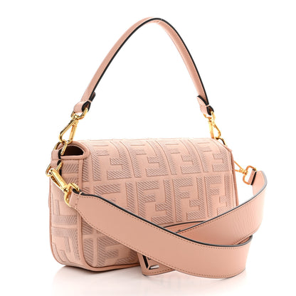 Fendi Canvas Vitello King Extra Strap FF Embroidered Baguette Baby Pink 3 of 10