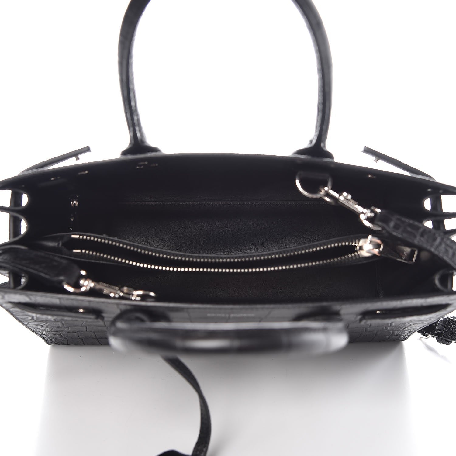 Saint Laurent Calfskin Crocodile Embossed Baby Sac De Jour Black 5 of 8