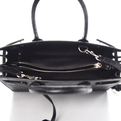Saint Laurent Calfskin Crocodile Embossed Baby Sac De Jour Black 5 of 8