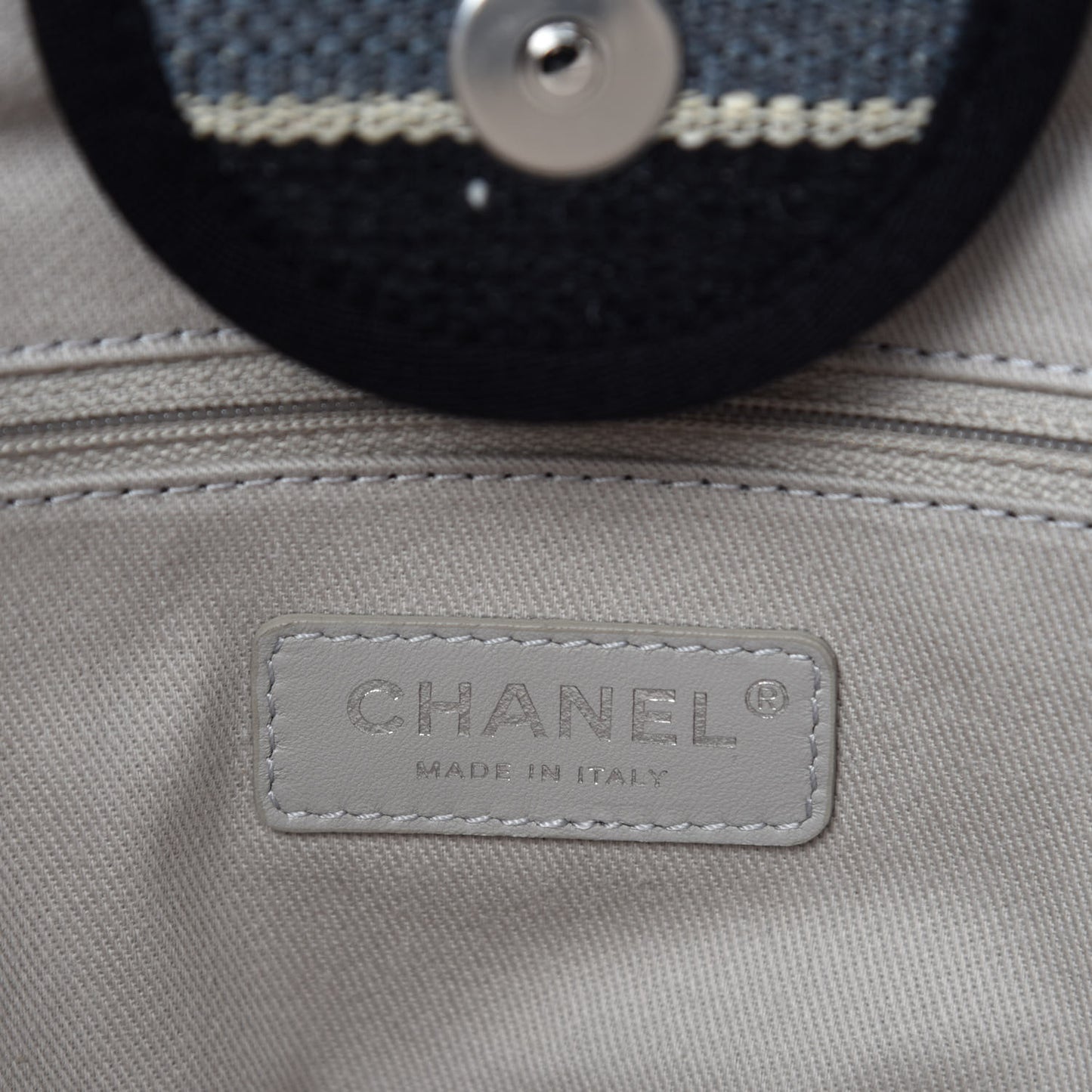Striped Canvas Medium Deauville Tote Black