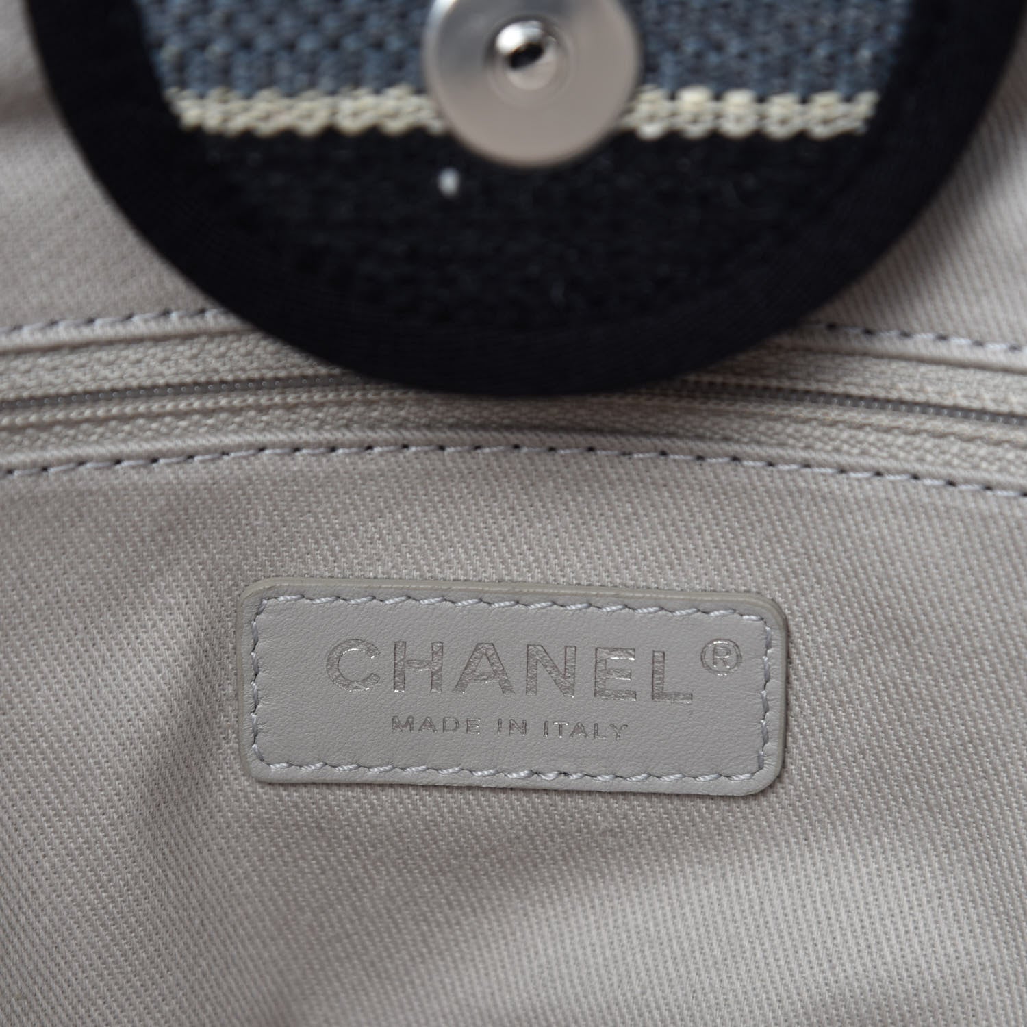 Chanel Striped Canvas Medium Deauville Tote Black 9 of 11