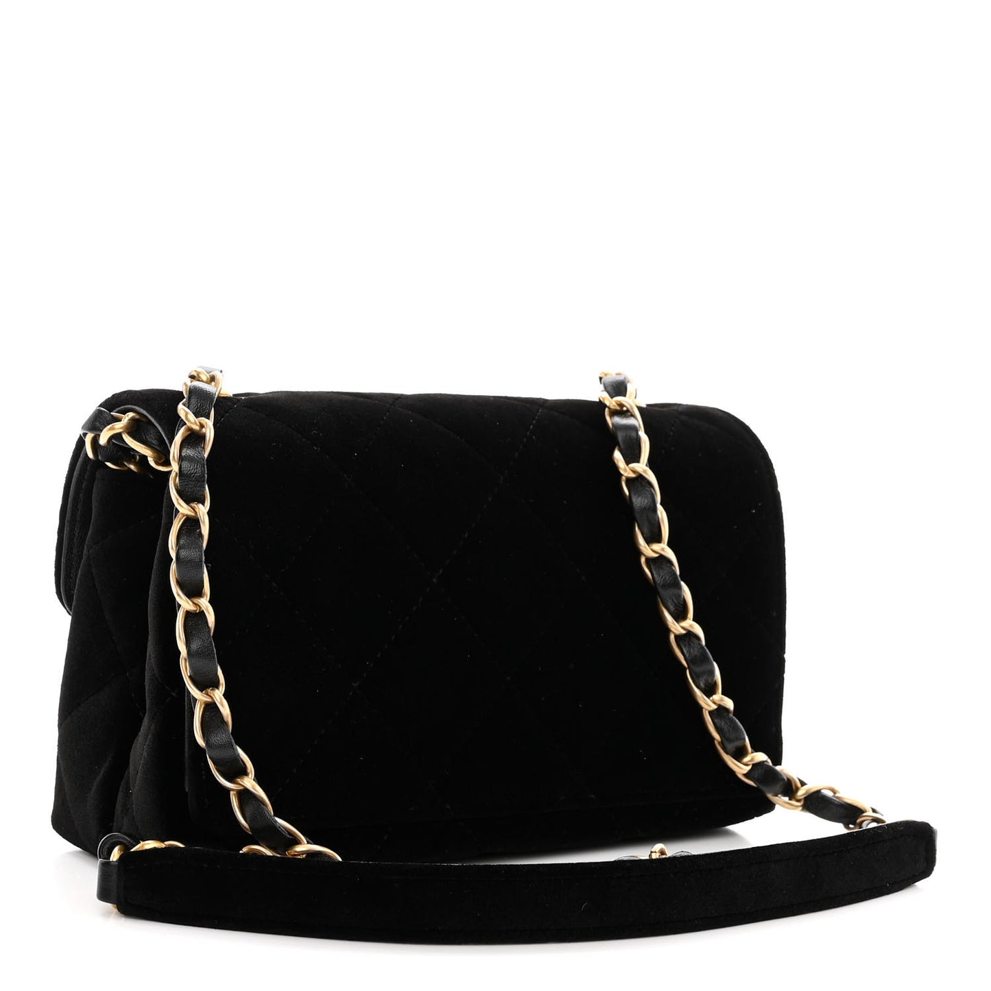 Velvet Strass Diamond Lock Flap Black