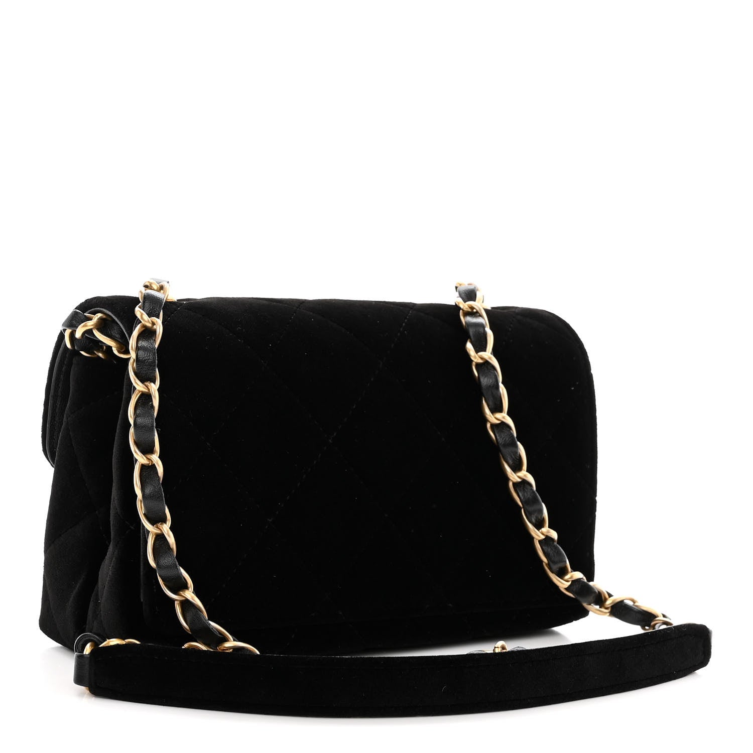 Chanel Velvet Strass Diamond Lock Flap Black 3 of 10