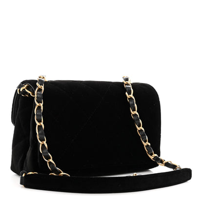 Chanel Velvet Strass Diamond Lock Flap Black 3 of 10