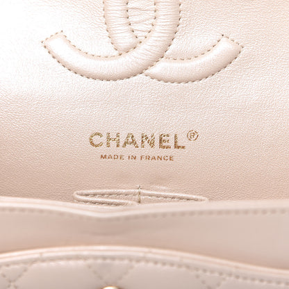 Chanel Iridescent Lambskin Quilted Medium Double Flap Beige 8 of 11