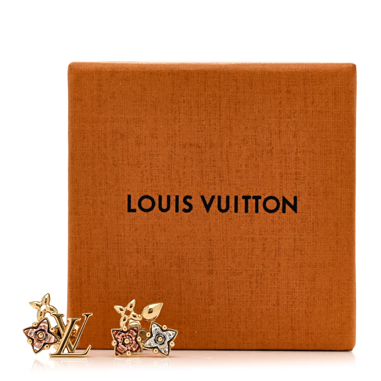 Louis Vuitton Metal Crystal Loulougram Monogram Flowers Earrings Gold 5 of 5