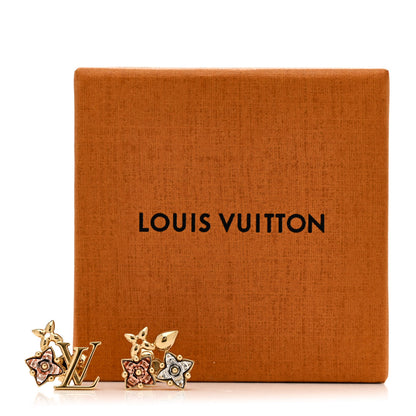 Louis Vuitton Metal Crystal Loulougram Monogram Flowers Earrings Gold 5 of 5