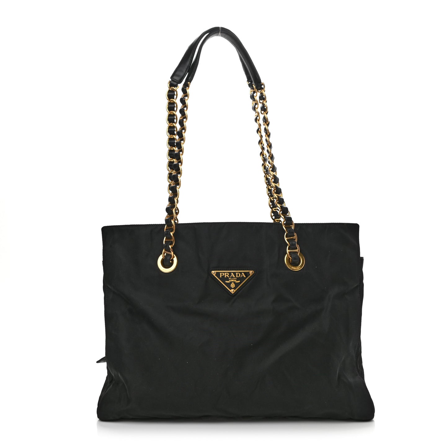 Tessuto Nylon Chain Shoulder Bag Black