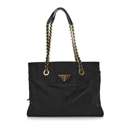Prada Tessuto Nylon Chain Shoulder Bag Black 1 of 15
