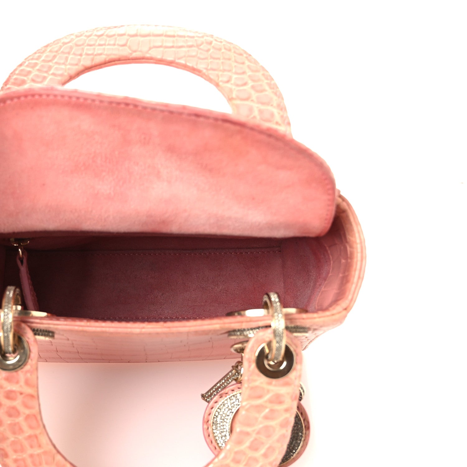 Christian Dior Alligator Crystal Mini Lady Dior Pink 5 of 12