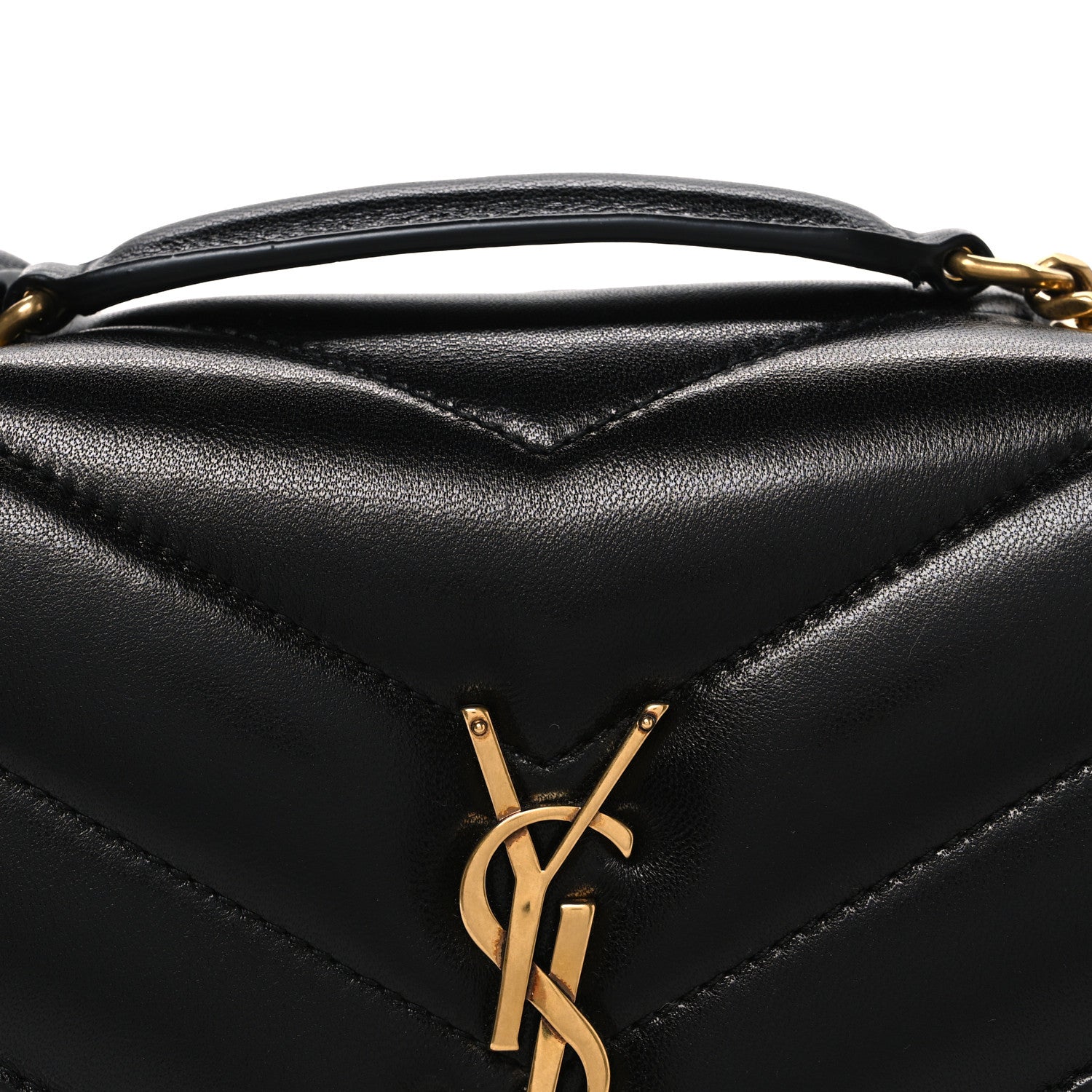 Saint Laurent Lambskin Chevron Quilted Small Loulou Bag Black 9 of 11