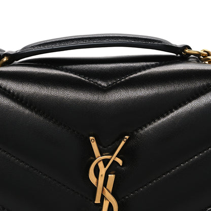 Saint Laurent Lambskin Chevron Quilted Small Loulou Bag Black 9 of 11