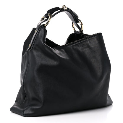Gucci Calfskin Large Horsebit Chain Hobo Black 3 of 15