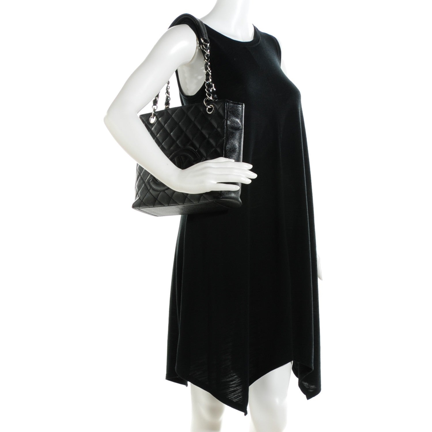 Chanel Caviar Quilted Petit Shopping Tote PST Black 2 of 7