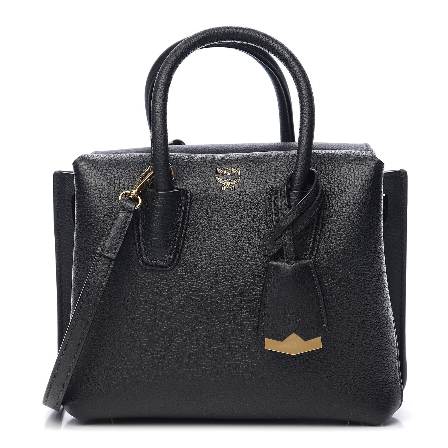 MCM Grained Calfskin Mini Milla Tote Black 1 of 8