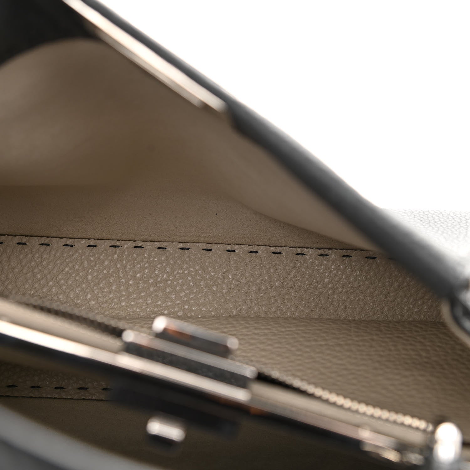 Fendi Cuoio Romano Selleria Bi-Color Medium Peekaboo Iconic Satchel Asfalto Latte 7 of 11