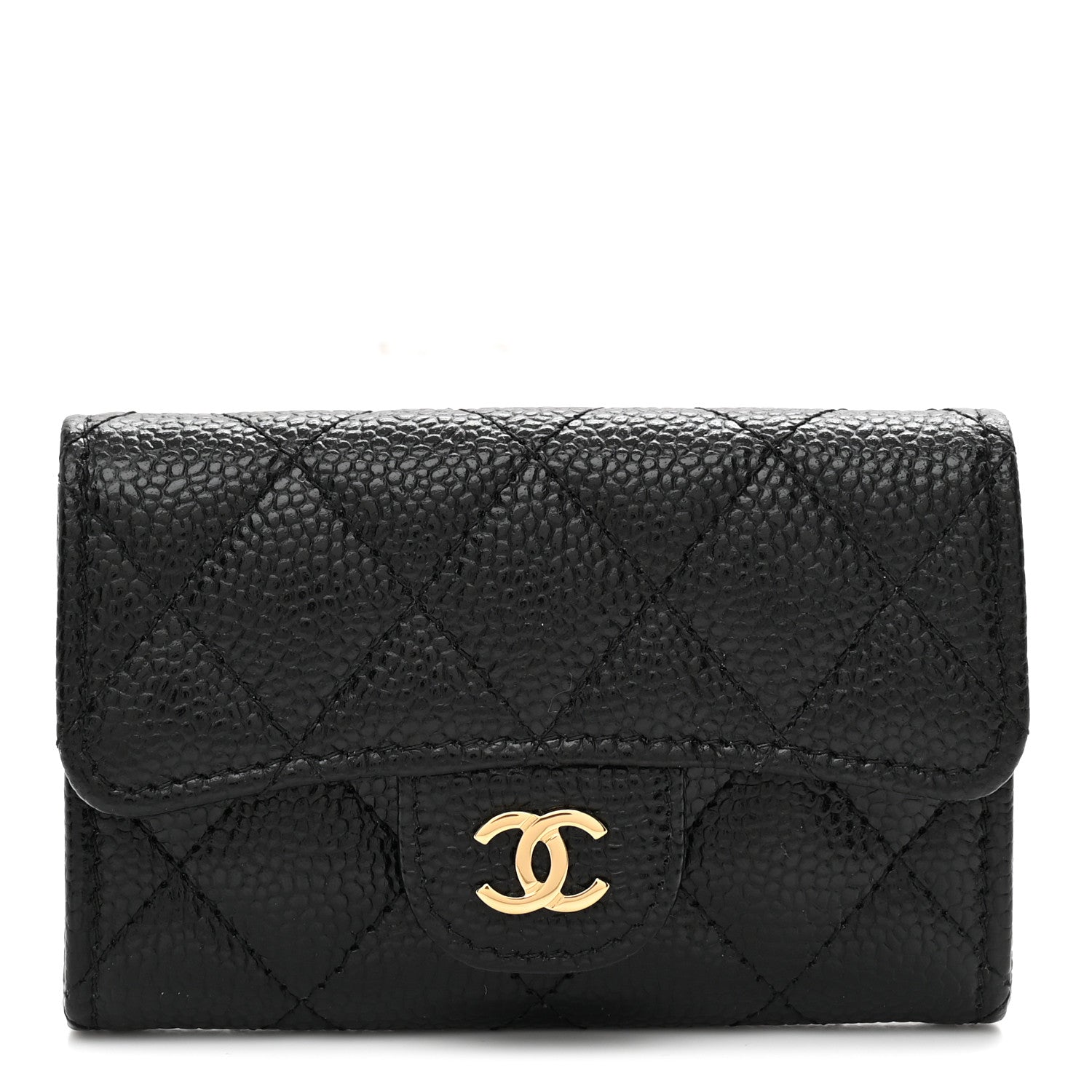 Chanel Caviar Quilted Flap Card Holder Wallet Black 1 of 9