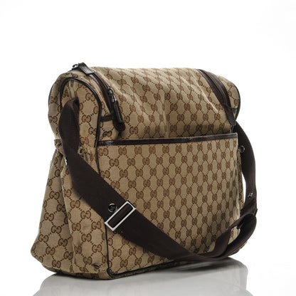 Gucci Monogram Natural Pigskin Large Diaper Bag Beige Ebony Cocoa Dark Chocolate 3 of 12