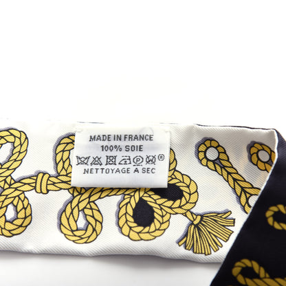Hermes Silk Galons Et Brandebourg Twilly Black Gold White 3 of 3