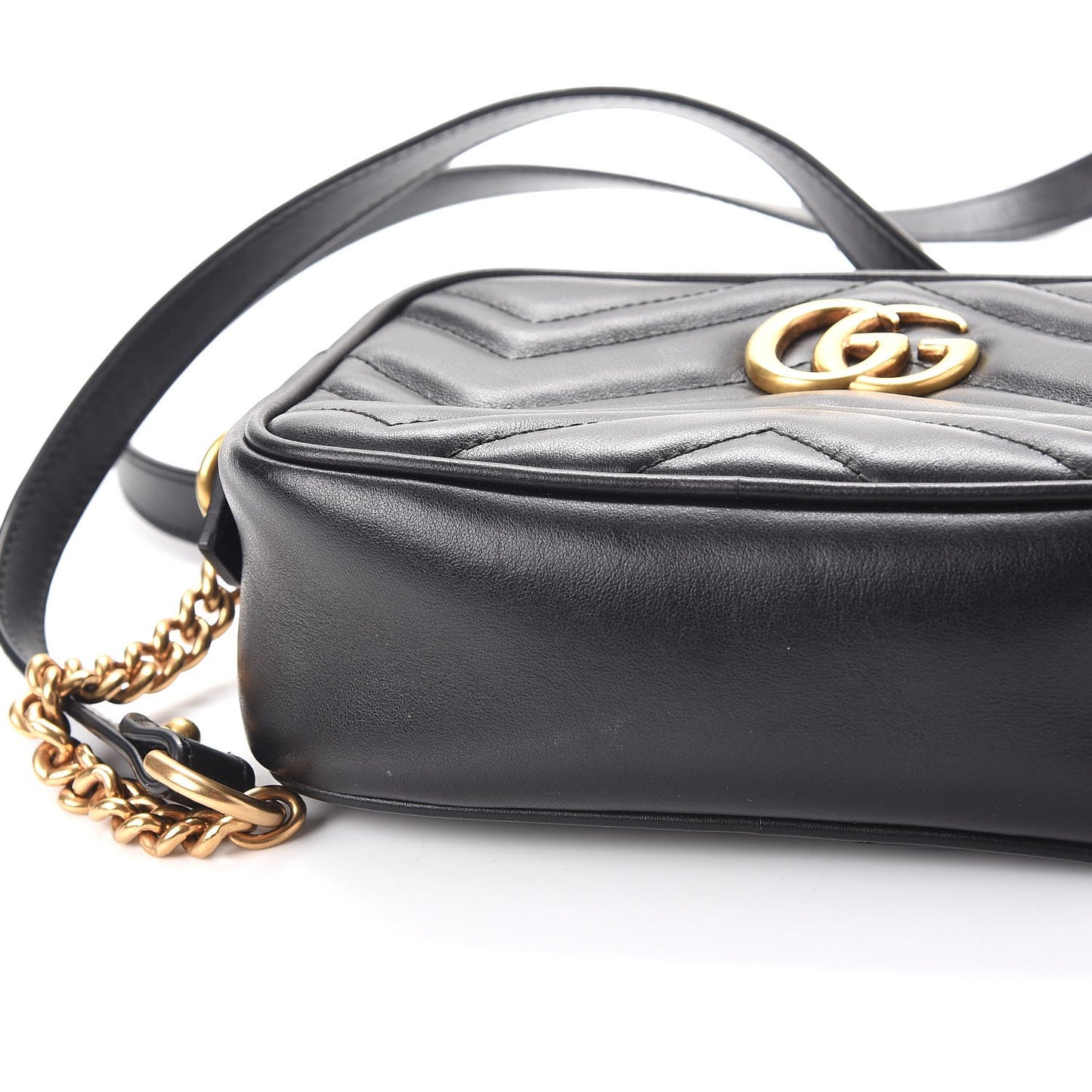 Calfskin Matelasse Mini GG Marmont Chain Shoulder Bag Black