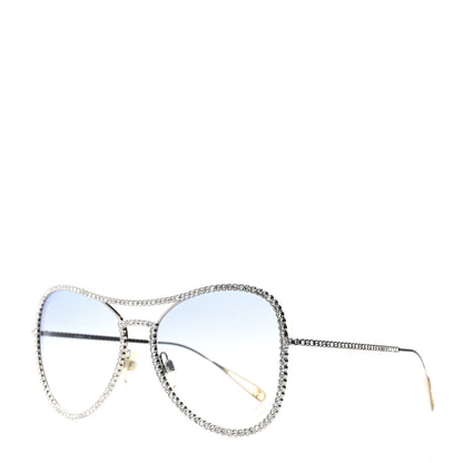 Chanel Crystal Aviator Sunglasses 4121-B Silver 1 of 8