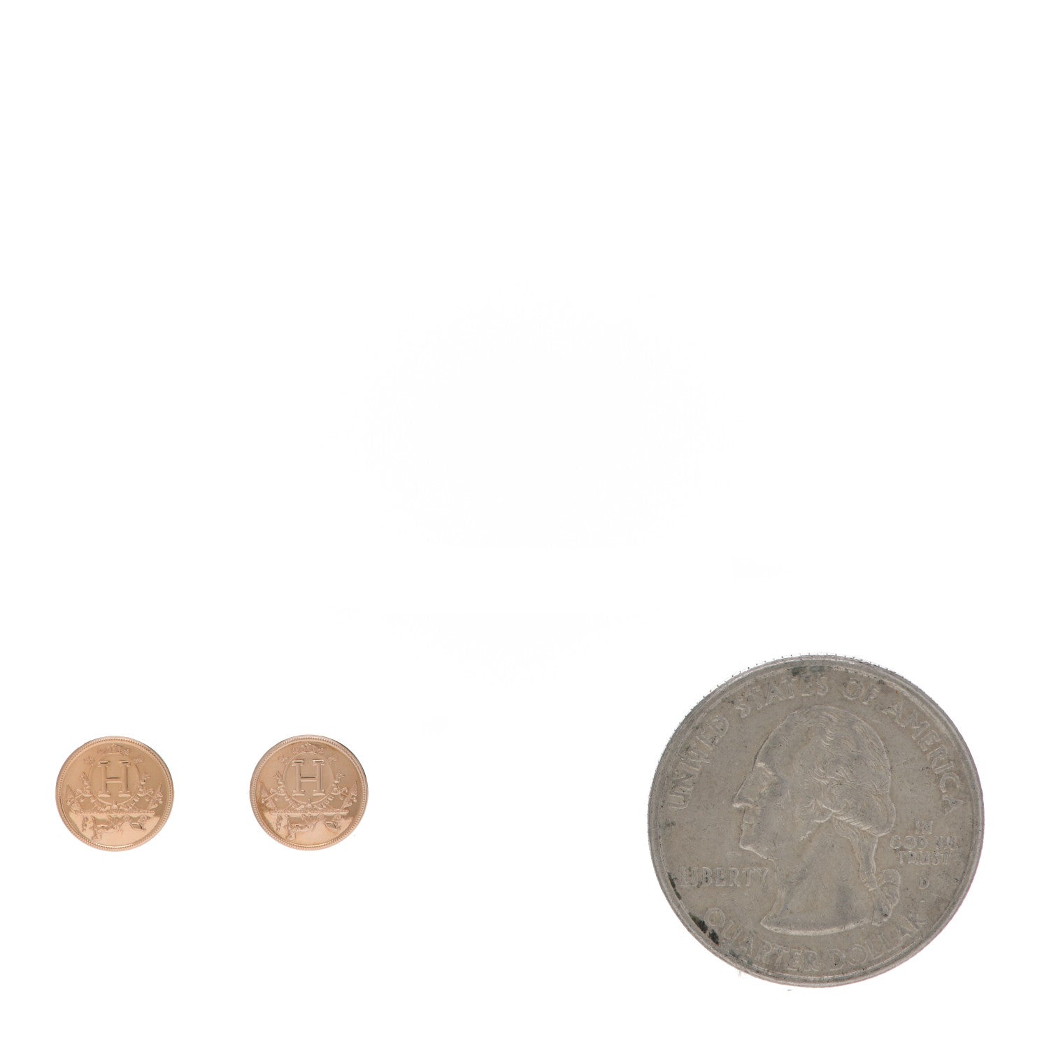 Hermes 18K Rose Gold TPM Ex-Libris Stud Earrings 2 of 5