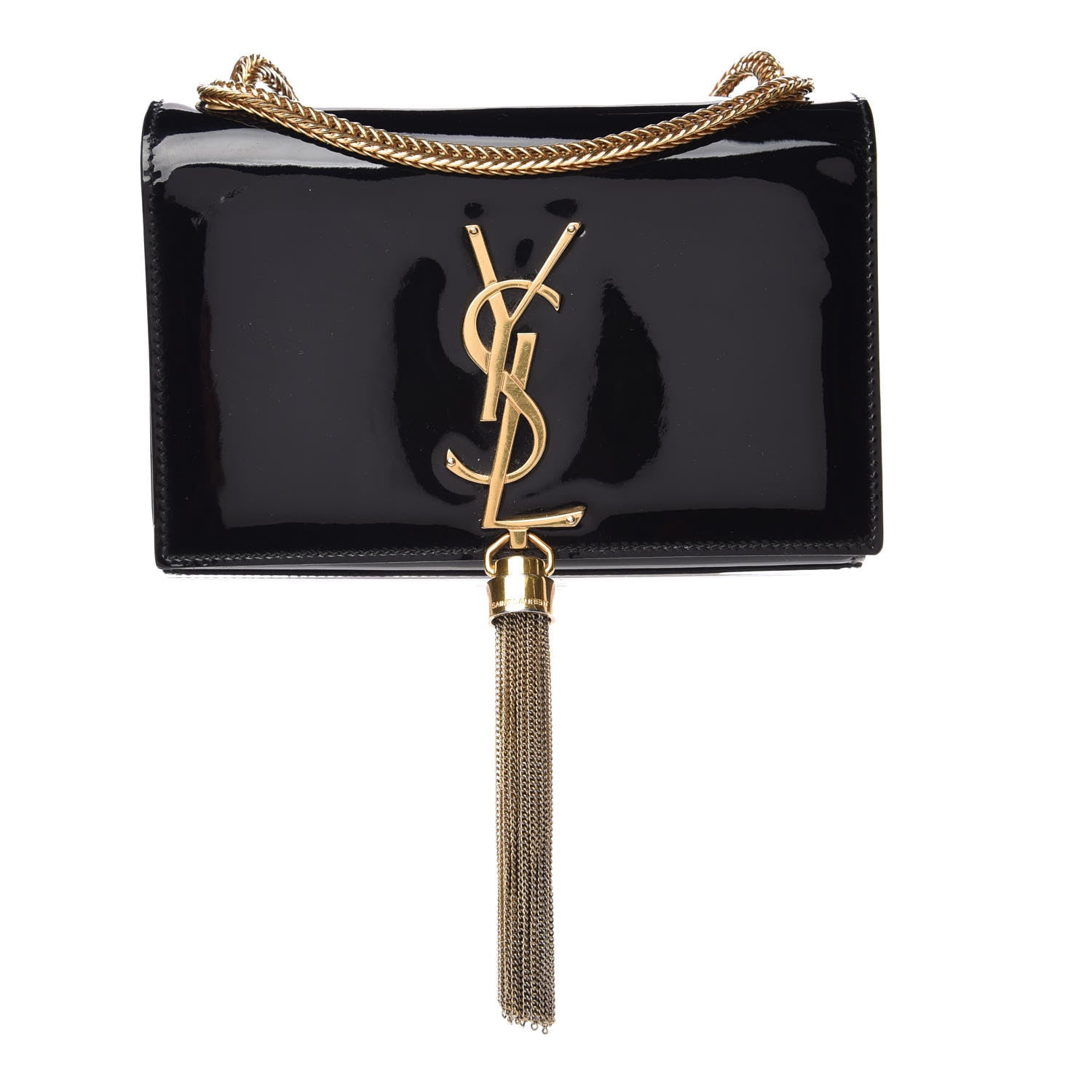 Saint Laurent Patent Small Classic Monogram Kate Tassel Satchel Black 1 of 15